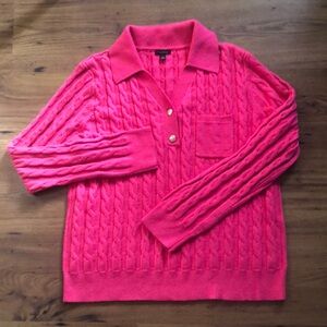 EUC Talbots Johnny collar cable knit sweater Size L